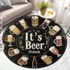 Funny Beer O’Clock Round Rug Flannel Soft Man Cave Bar Game Room Decor Non Slip Washable Brewery Themed Floor Mat Gift Idea