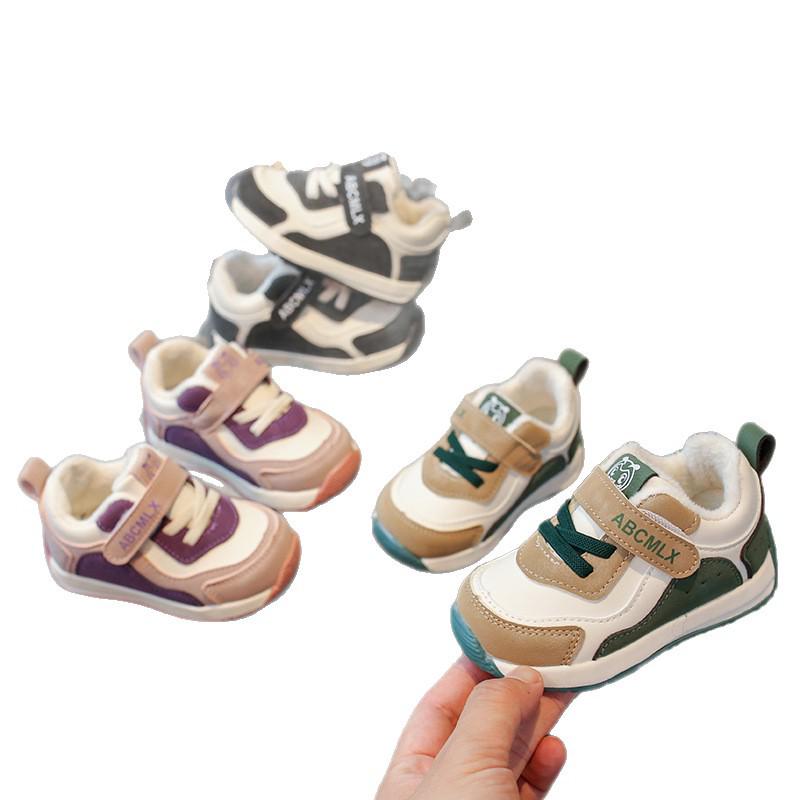 2025 Spring Girls' Soft Sole Baby Sports Shoes with Warm Velvet Toddler Cotton Design