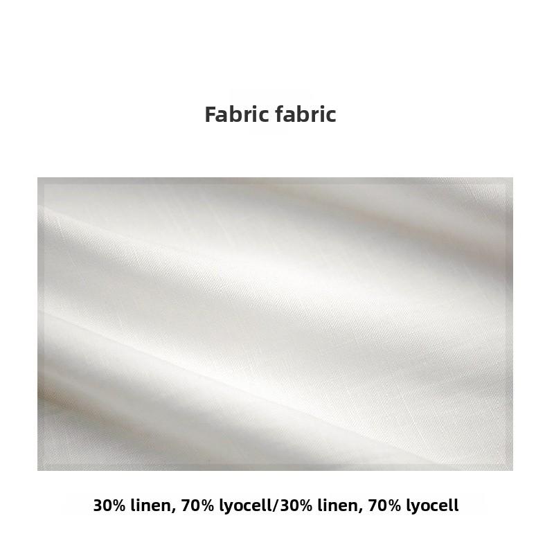 White linen tencel wide-leg women's pants, spring/summer high-end loose simple straight-leg pants, paper-thin cotton-linen casual women's trousers