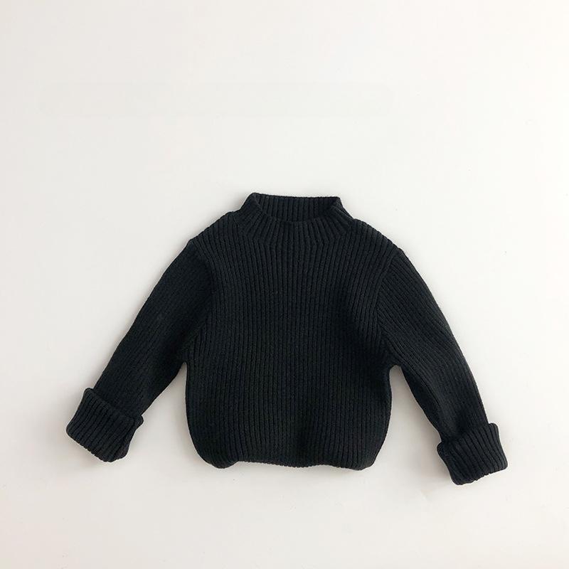 Koreanischer Stil Herbst Winter Kinder Einfarbig Baby Mädchen Jungen Strickpullover Langarm Unterziehpullover Kinder Warme Oberteile Kleidung