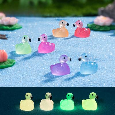 Cute Glow-in-the-dark Flamingo Resin Widget Micro Landscape Succulent Pot Diy Decorative Accessories