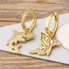 Nidin New Charm Colorful Color Double Layer Star Earrings Copper Cubic Zircon Hoop Earrings For Women Best Party Wedding Gift