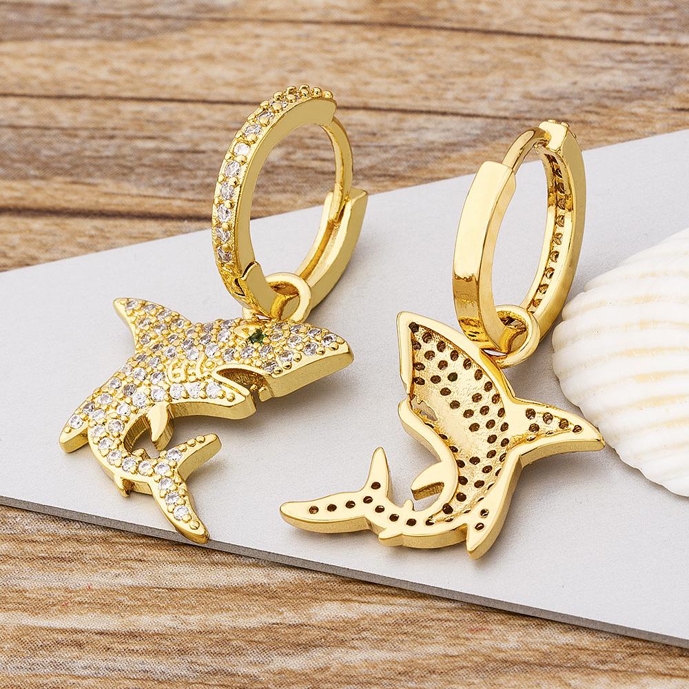 Nidin New Charm Colorful Color Double Layer Star Earrings Copper Cubic Zircon Hoop Earrings For Women Best Party Wedding Gift
