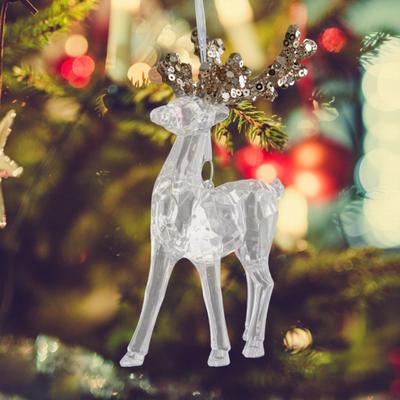 Elch Weihnachtsschmuck Anhänger Klar Weihnachtsdeko Baumschmuck für Feiertage Einkaufszentren