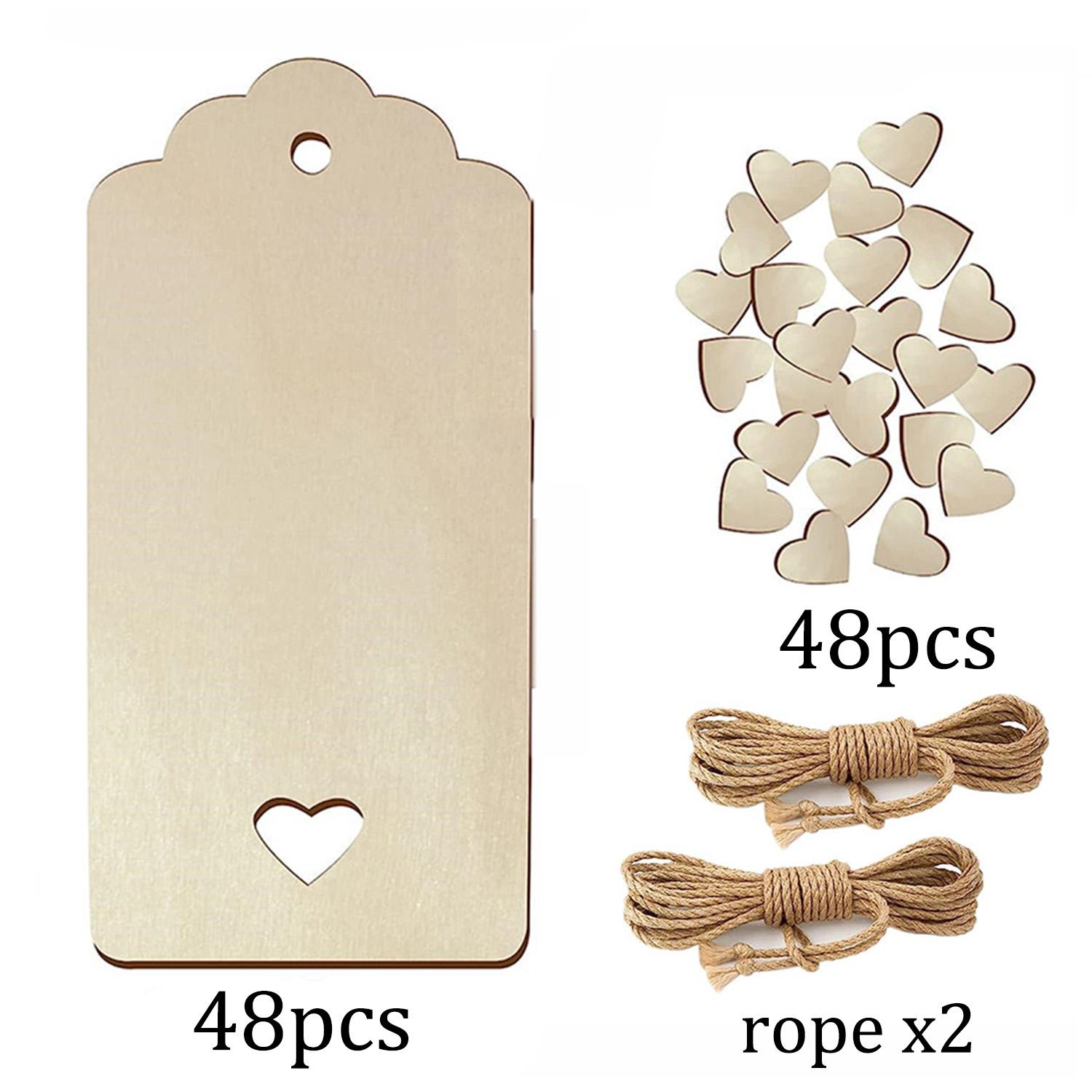 

24/48 шт. Незаконченная пустая деревянная бирка, натуральная прямоугольная подвеска с сердцем, закладка для поделок своими руками для украшения свадебной вечеринки, подарок 2mm
