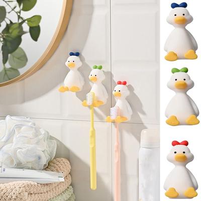 Soporte para Cepillo de Dientes de Pato de Silicona Sin Perforaciones Soporte de Pared Tridimensional para Cepillo de Dientes Ahorra Espacio