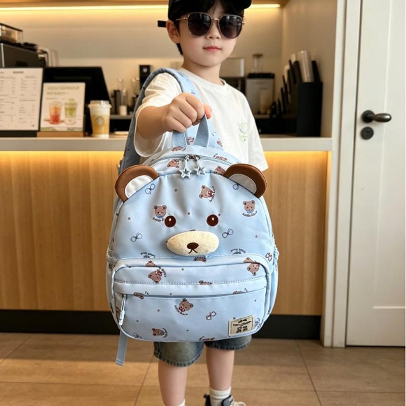 Schoolbag cartoon three-dimensional bear children's backpack printed kindergarten baby school bag boys and girls outdoor leisure backpack bag