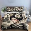Set Decorazione Geisha Giapponese Tradizionale Morbido Confortevole Copripiumino Set Biancheria da Letto Incluso 1*Copripiumino & 2*Federe, Regalo