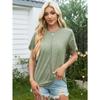 YYFS Women's Fashion Casual Summer Spring Solid Color Print Short Sleeve O-Neck Blouses & Shirts