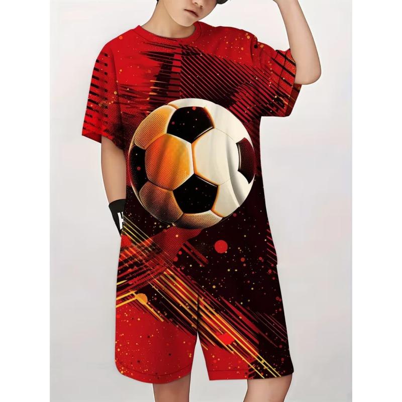2026 Summer Children's Sports Set Football 3D Print Soccer Jersey Sets for Children Quick-Dry T-Shirt Shorts Children's Clothing