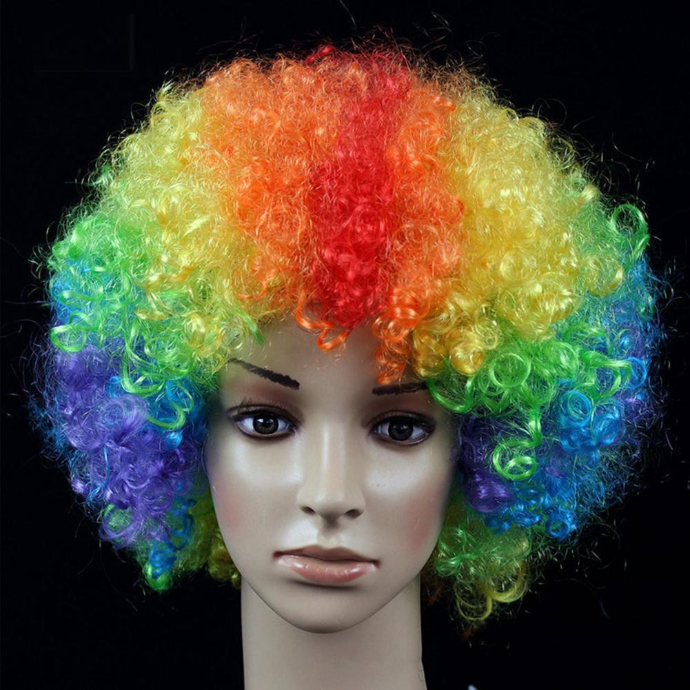Wavy Clown Wig Cosplay Hair Halloween Christmas Clown Fancy Performance Ombre Wig Colorful Adult Kids Dress Hair Props Party Wig