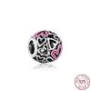 New Sterling Silver Rose Girl Boy Pink Sparkle Spacer Clip bead For Original  Bracelet Charm Jewelry For Women