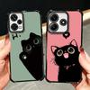 Black Cat Cartoon Cute Plating Phone Case For Xiaomi Redmi Note 14 15 Pro Plus 13 12 11 11S 11T 10 9S 9 5G Anti-Fall Airabag Cov