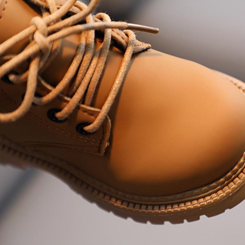 Детские осенне-зимние британские однотонные простые короткие ботинки для мальчиков — фото 8