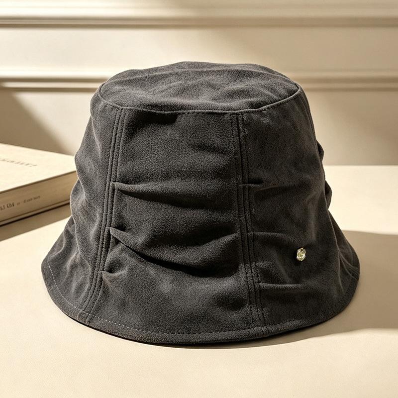 Artistic Versatile Fisherman Hat Retro Basin Hat Autumn and Winter Face Enhancing Small Bucket Hat Warm Big Head Circumference Hat Children's Style