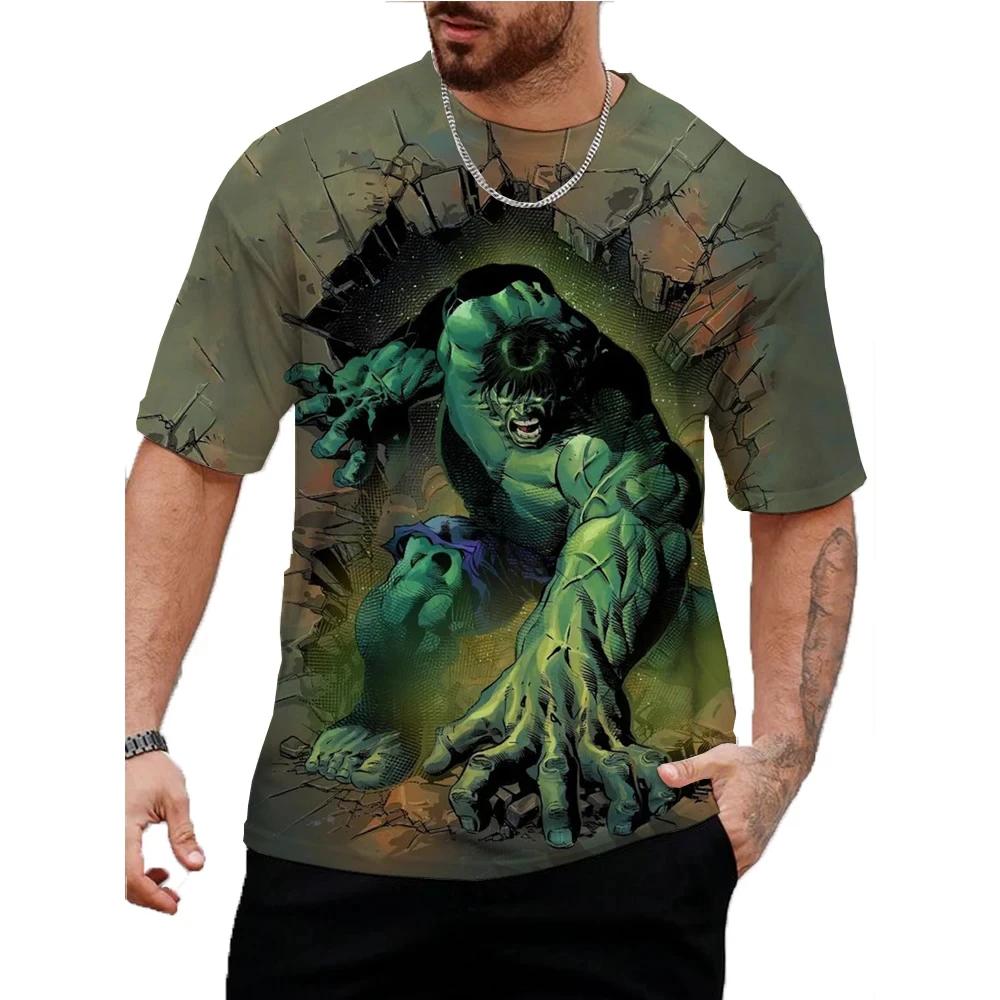 Marvel Hulk Print T-Shirt Für Männer Sommer Cartoon Tops T-Shirts Männlich Lässig Stilvoll Kurzarm Kleidung Mode Trendig Streetwear
