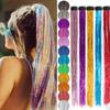 Headdress Rainbow Silk Hair Extensions Long Straight Sparkly Ponytail Sparkle Shiny Hair Tinsel