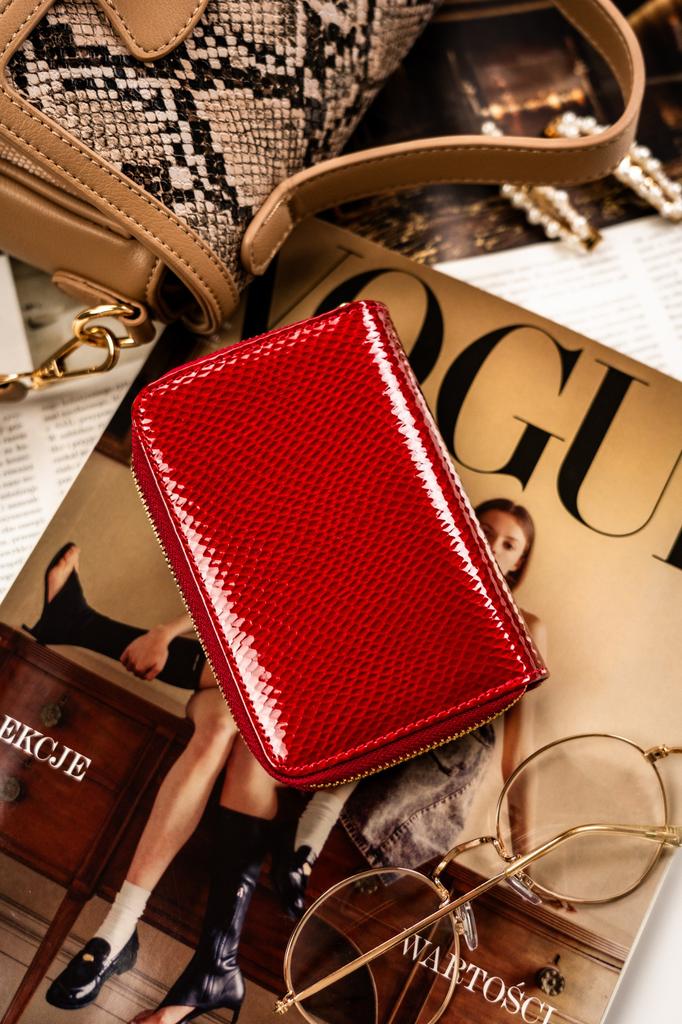 Damski skórzany portfel PTN 425214-DSL-6150 Czerwony