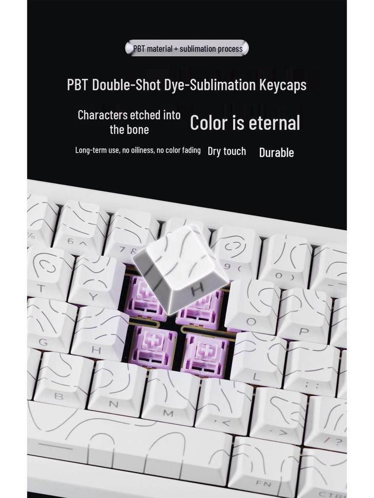 Ultra-Thin Bluetooth Mechanical Keyboard - Three-Axis Design, Office Gasket Structure, PBT Keycaps, Aluminum Build, Portable for Tablets