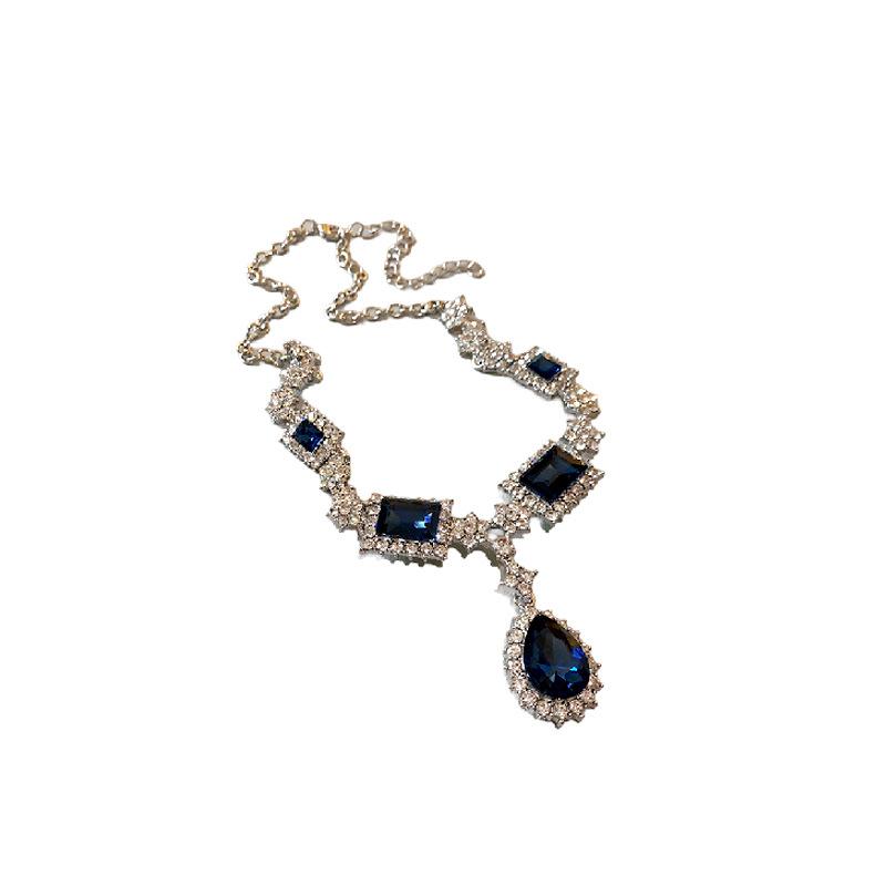 Diamond-encrusted Square Water Drop Splicing Necklace Set, Light Luxury High-end Pendant, Collarbone Chain, Exquisite Necklace Jewelry for Women
