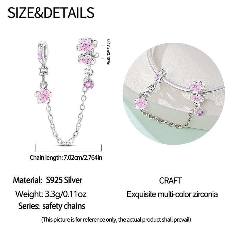 100%Stering Copper Blossoming Safety Chains Clasp Clip Charms Bead Fit Original Bracelet Diy For Women Jewelry