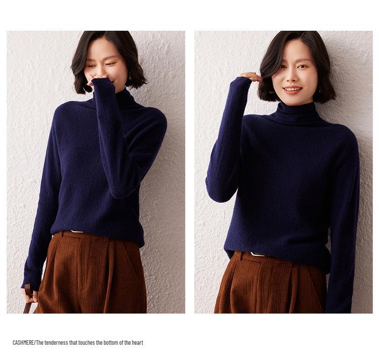 Women's Twelve-Needle Turtleneck Cashmere Sweater - Versatile Autumn/Winter High-End Base Layer