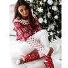 Ladies Christmas Knitted Sweater Snowflake Red White Christmas Sweater Long Sleeve Knitted Sweater