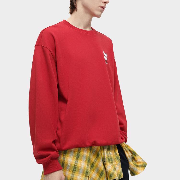FILA Fusion Dragon Year CNY Series Dragon Pattern Round Neck Pullover Loose Sweatshirt Unisex sweatshirt Misty-Red T11U413212F-RD