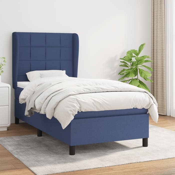 3127931 vidaXL Divan Bed with Mattress Blue 90x190 Cm Fabric