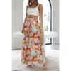 Women's Mid Waist Digital Printed Pocket Design Loose Wide Leg Casual Long Pants