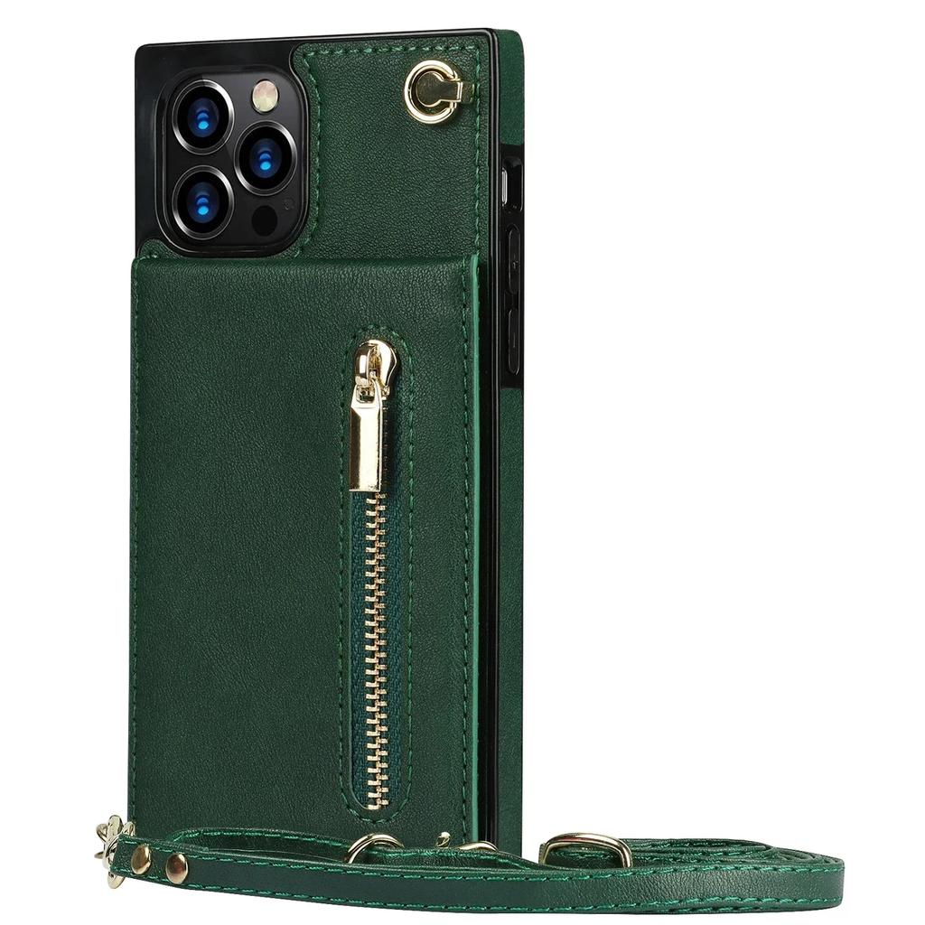 Crossbody Zipper Wallet for IPhone 16 16E 15 14 13 12 11 XR XS Pro Max Plus Case with Card Holder Lanyard Strap Leather Cover