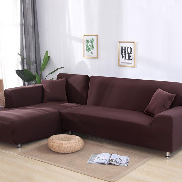 Sofa Cover Spandex Solid Color Elastic Sofa Cover For Living Room 1 /2 /3 /4 Set Seater Sectional Corner Slipcovers Sofa L Shape