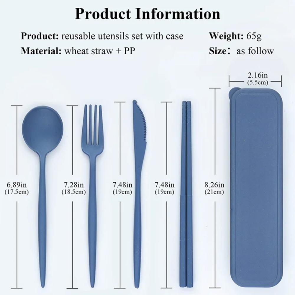 Eco-Friendly Wheat Straw Dinnerware Set Wheat straw Utensil Box New Tableware travel set  Travel