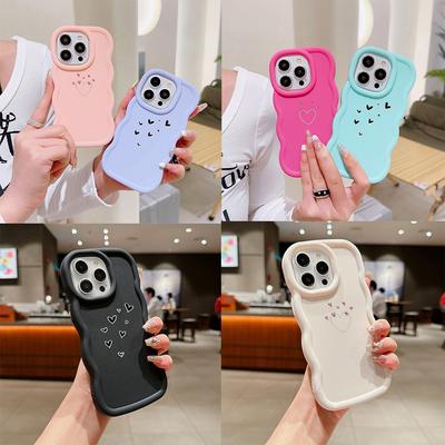 N83 Coração e Folha Arte Macaron Borda Ondulada Capas de Telefone para iPhone 16 Pro Max Samsung S24 Plus S23 Ultra A35 A55 Xiaomi Redmi Note 13 Capa à Prova de Choque