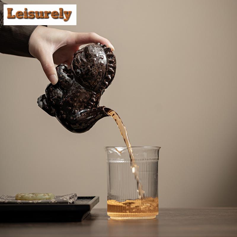 200ml Creative Foolish Dragon Old Rock Clay Teapot Handmade Tea Infuser Pot Tea Maker Kettle with Filter Drinkware Decoration