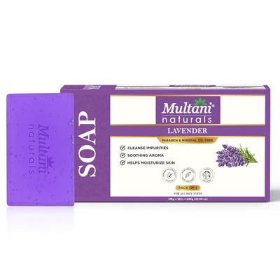 Multani Natural Lavender Soap Bar 125 Gm Pack Of 5 Pcs For Gentle Cleansing Moisturizing Bathing Soap For All Skin Types