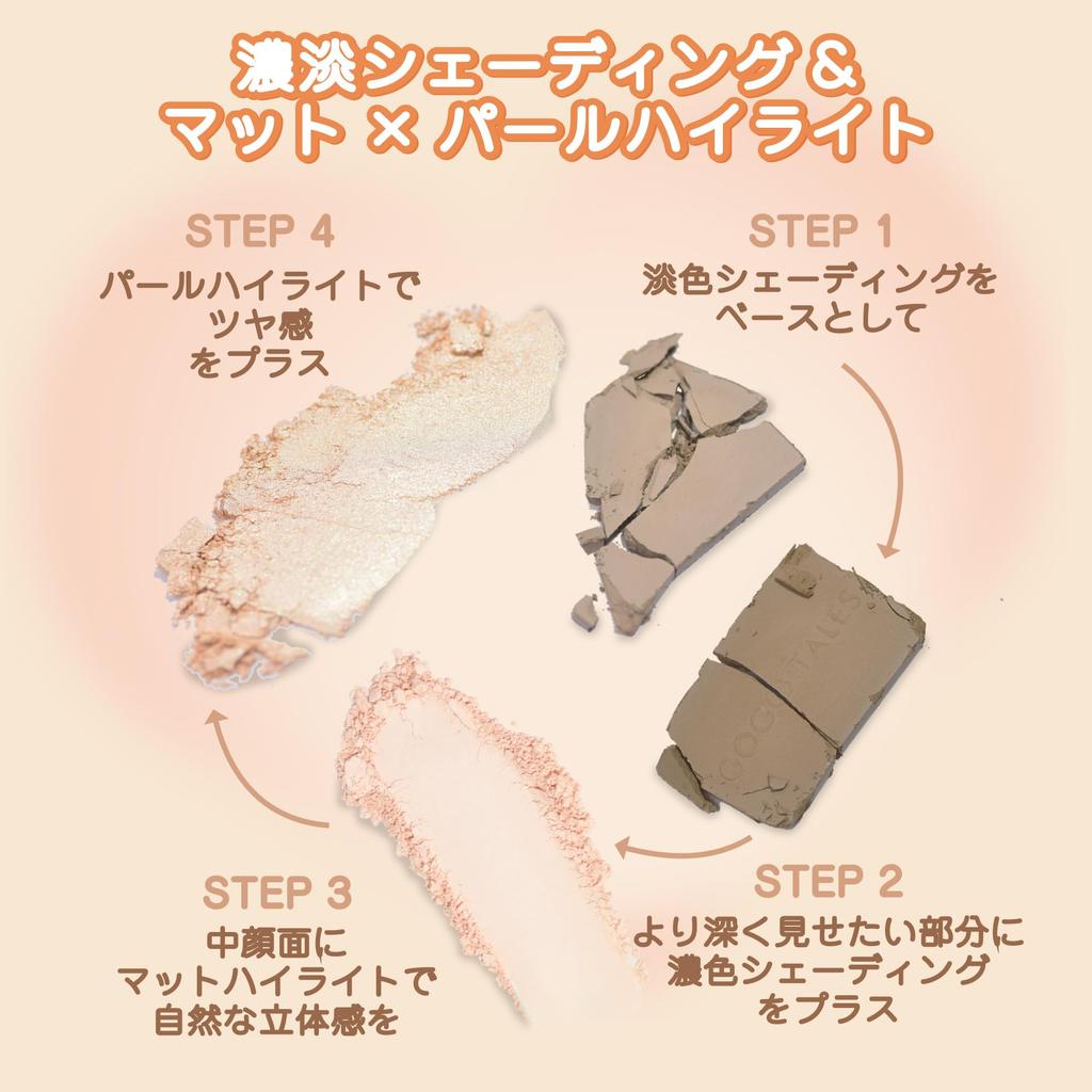 GOGO TALES My Shading Highlight Palette 02 Warm ToneMatte Pearl Glitter Contour Palette for Warm Undertones Highlight Shading Dark Circle Concealer