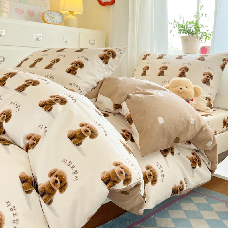 Class A 100% Pure Cotton Student Dormitory 3-Pcs Set Maternal And Infant Grade Cotton Skin-Friendly Small Floral Bed Sheet Quilt Set4-Pcs Set