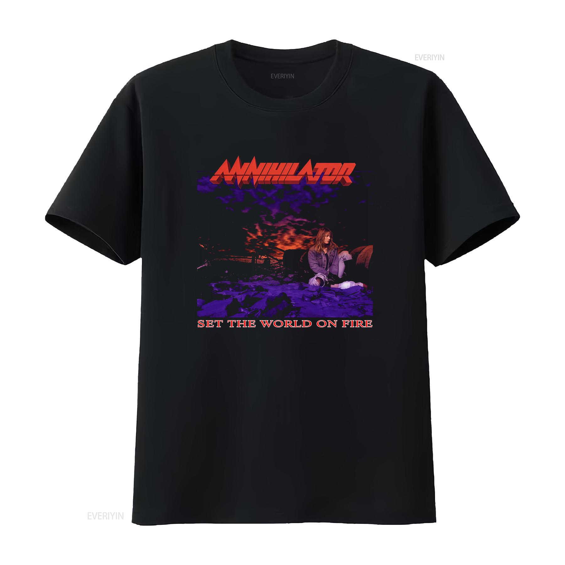 

Limited Edition NEW Popular Annihilator Set the World on Fire Canadian Rock Band T SHIRT S 4XL vintage Washed Stretched 4XL