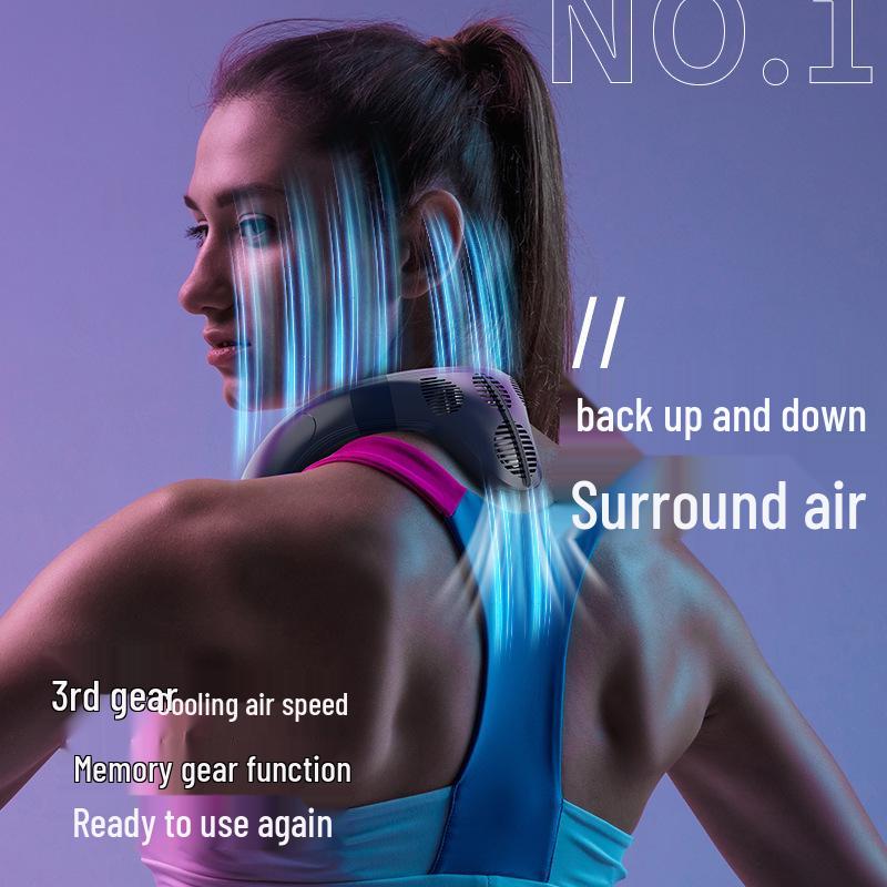 Portable USB Bladeless Neck Fan with Digital Display for Japan and South Korea