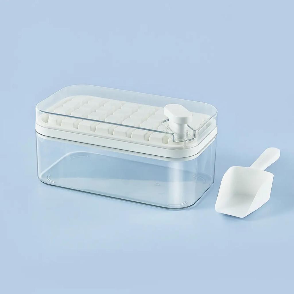 1set-Ice Cube Trays - Free Plastic Trays with Lid,Bin&Scoop-High Capacity,Stackable&Easy Release for Freezer,Whiskey & Cocktails