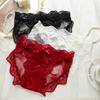 Dámské spodní prádlo Pohodlné Prodyšné Dámské kalhotky Francouzská krajka Spodní prádlo Rozkrok z čisté bavlny Saténové Sexy trojúhelníčkové kalhotky