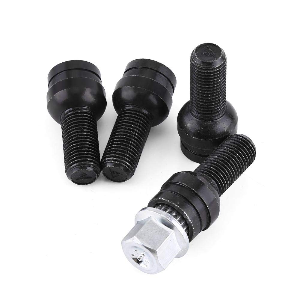 Black M14x1.5 Wheel Lock Lug Nut and Bolt Set (4 Locks + 1 Key) - High Security Anti-Theft Wheel Locks Compatible with Factory Specifications