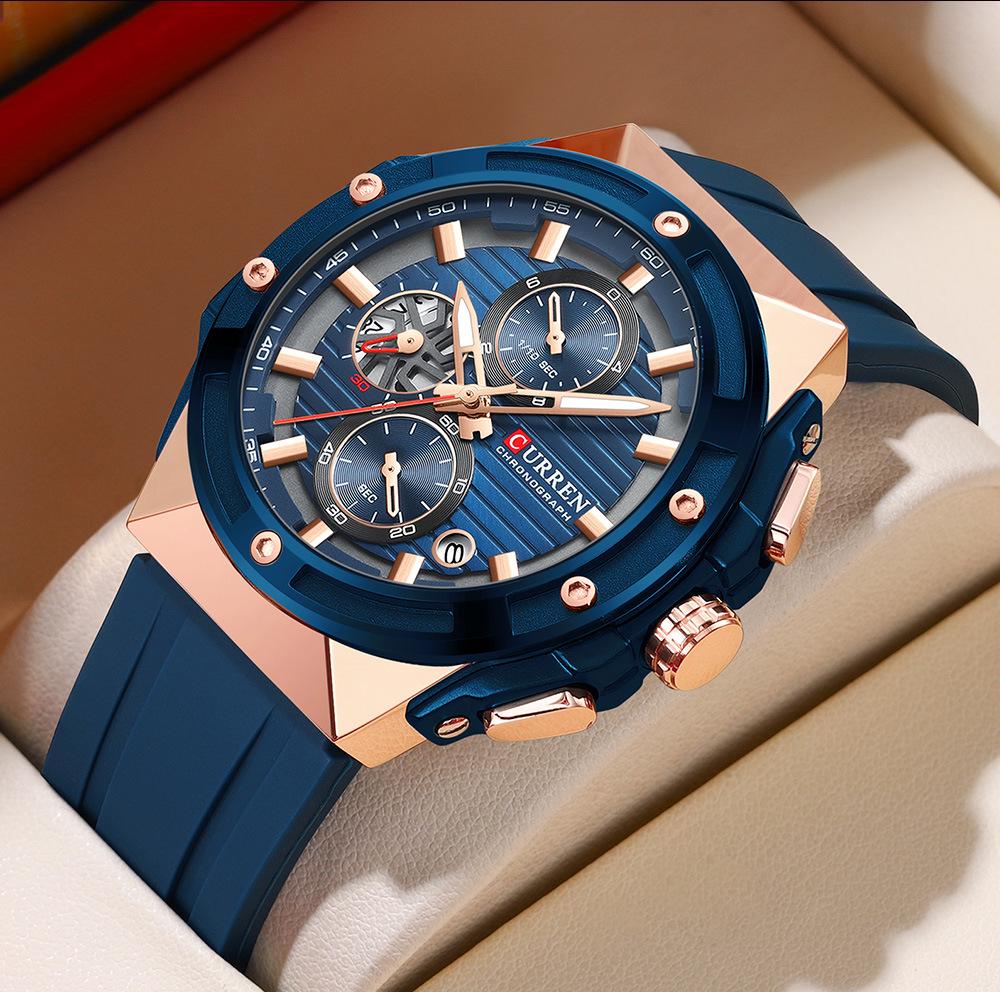 CURREN 8462 Men's Waterproof Chronograph Sports Watch with Calendar and Six-Hand Quartz Movement.