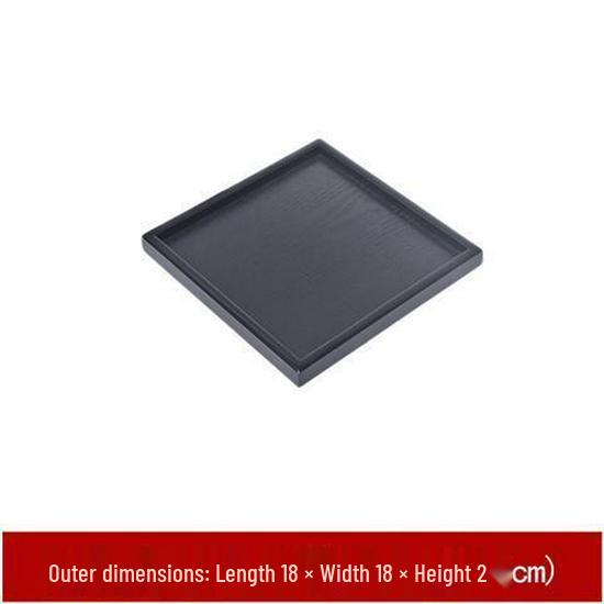 Rectangular Japanese Black Wooden Serving Tray - Solid Wood Plate for Dinner, Tea, or Water Cups. Perfect for Retro Restaurant Decor.