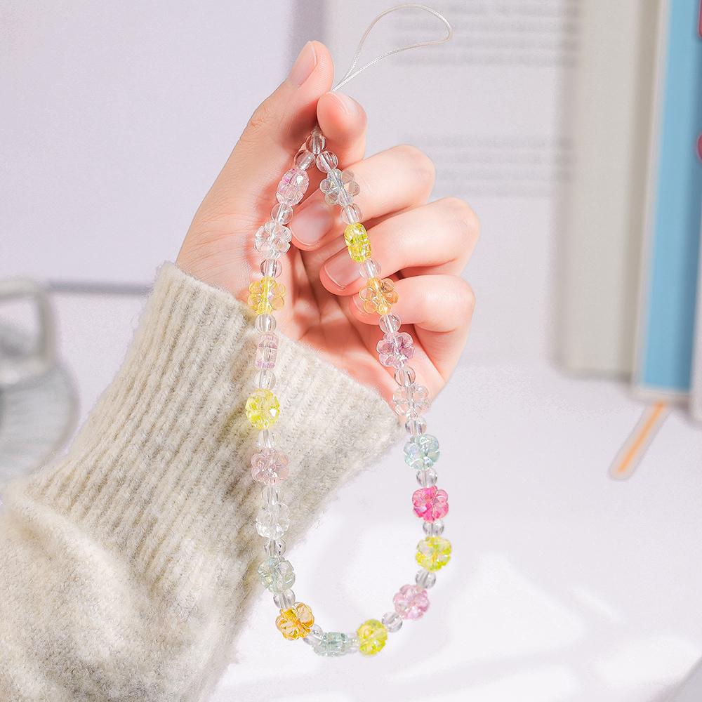 Pink Butterfly Pearl Bow Phone Chain Anti-Lost Bracelet For Mobile Phone Case Wrist Strap Lanyard Phone Keychain Portable Chain