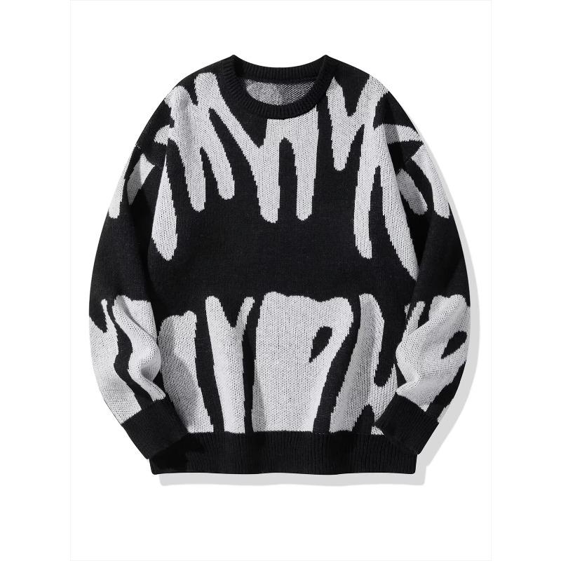 Women Contrast Knitted Pullover Sweater O Neck Long Sleeve Vintage Top Lazy Loose Fashion Lovers Sweaters Autumn Winter Outwears