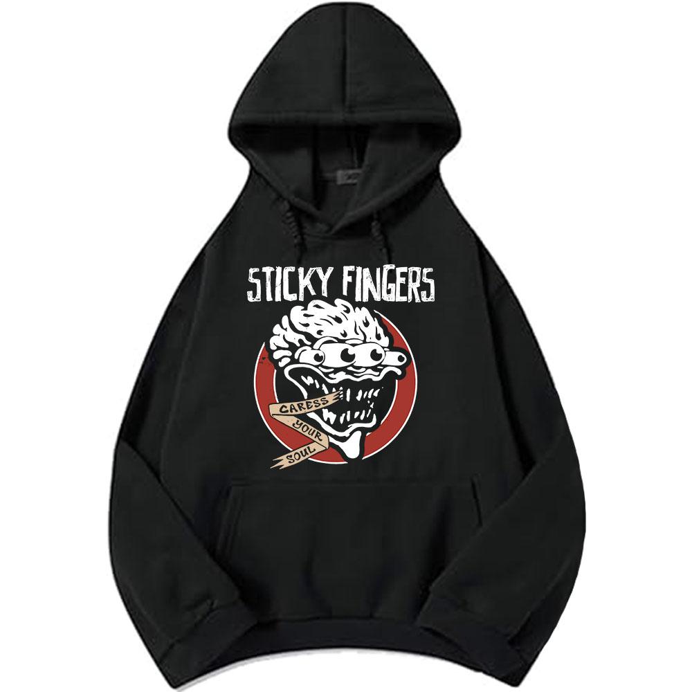 CARESSYOUR SOUL Hoodies Sticky Fingers STI FI Band Graphic Sweatshirts Long Sleeve Winter Hooded Pullover Male Sudaderas Unisex