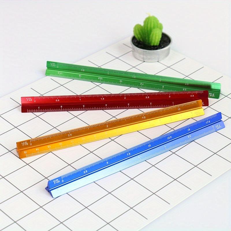 2PCS Colorful 15cm Aluminum Triangular Scale Ruler Aluminum Alloy Metal Scale Regua Ruler