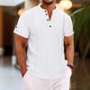Sommer Kurzarm Knopfleiste Plissiert Einfarbig Lässige Herren T-Shirts